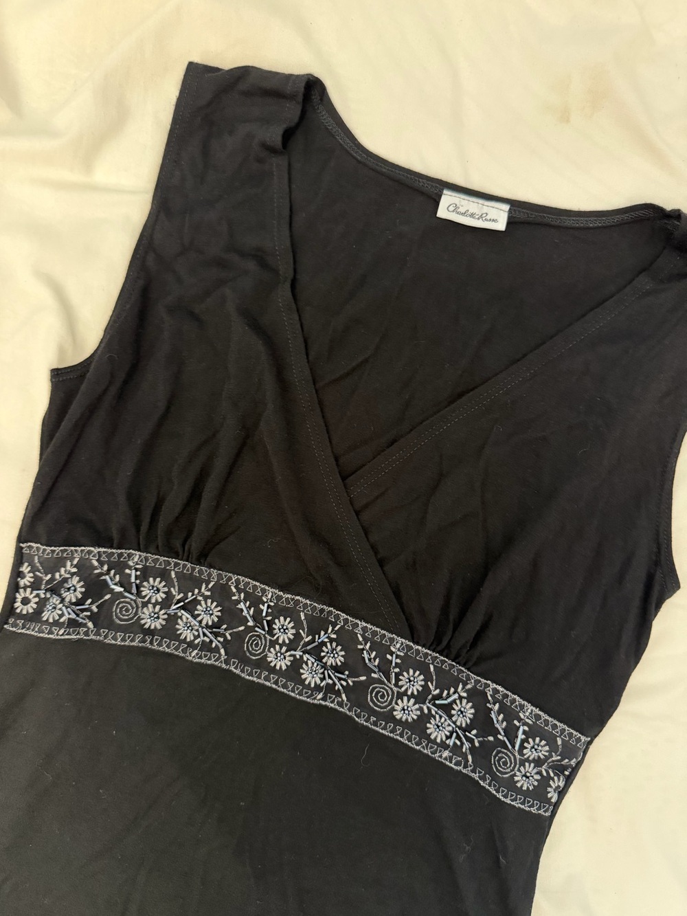 Charlotte Russe Wrap Tank Top with See Through Sequin Detailing